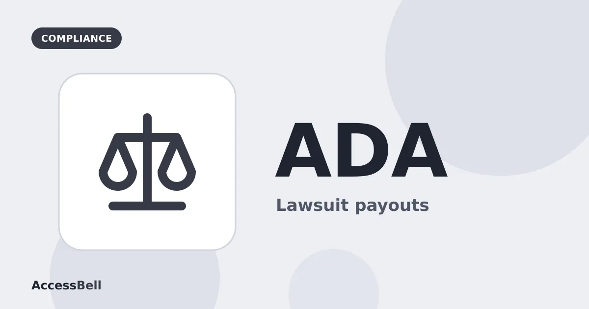 Illustration: the scales of justice, with ADA and Lawsuit payouts