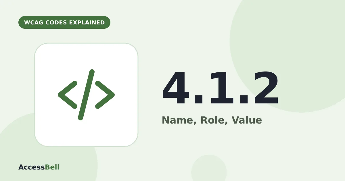 Illustration: a code icon, with 4.1.2 and Name, Role, Value